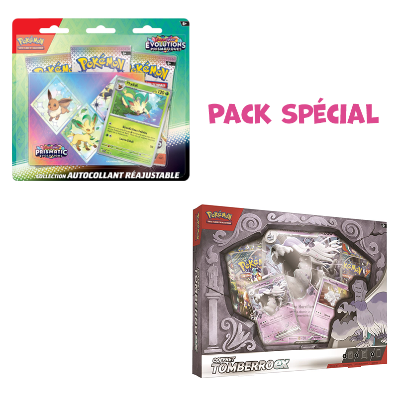 Pack spécial • Tripack EV8.5 Évolutions Prismatiques + Coffret Tomberro-Ex