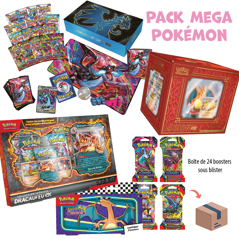 Pack Pokémon spécial Dracaufeu • UPC Méga-Dracaufeu Ex + Divers Coffrets