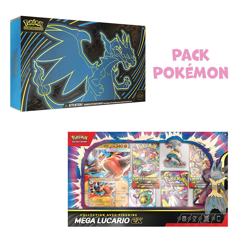 Pack Pokémon • Coffret Ultra Premium Méga-Dracaufeu Ex + Coffret Méga-Lucario Ex