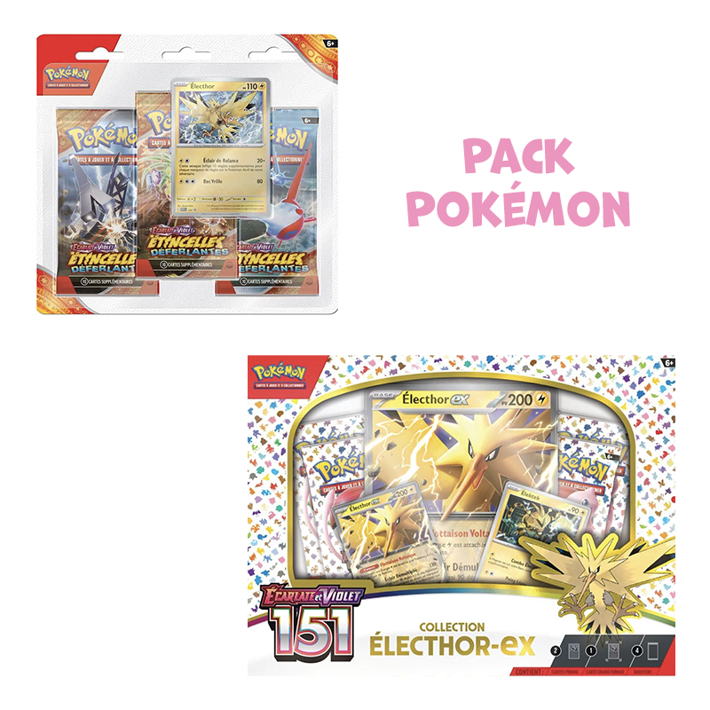 Pack spécial • Coffret Pokémon 151 Electhor-Ex + Tripack EV8 Étincelles Déferlantes