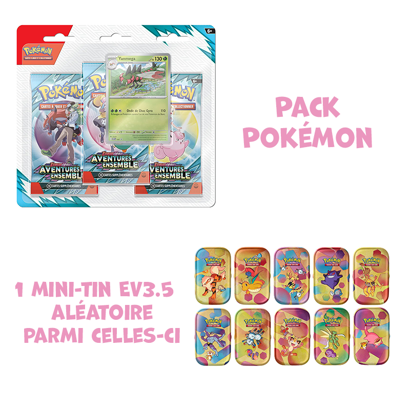 Pack de Noël 🎄 | Mini Tin EV3.5 Pokémon 151 + Tripack EV9 Aventure Ensemble
