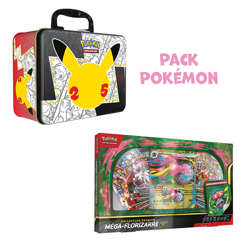 Pack Pokémon • Valisette Coffre aux Trésors EB7.5 Célébrations 25 ans + Coffret Méga-Florizarre Ex