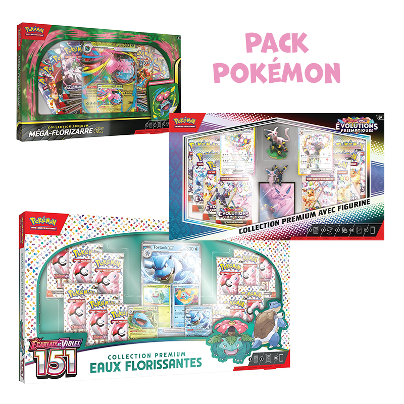 Pack Coffrets Premium • Eaux Florissantes Pokémon 151 + Figurine Évolutions Prismatiques + Méga-Florizzare Ex (⚠️à commander seul)