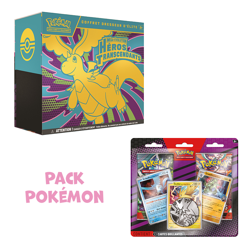 Pack Pokémon • ETB ME2.5 Héros Transcendants + Duopack TeamRocket