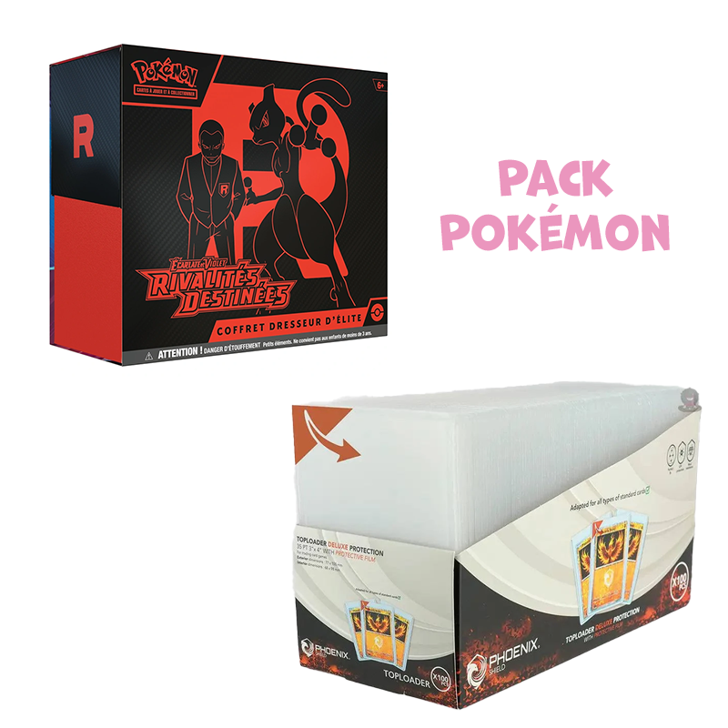 Pack Pokémon | ETB EV10 Rivalités Destinées (⚠️défauts voir photos) + Pack toploader Phoenix Shield
