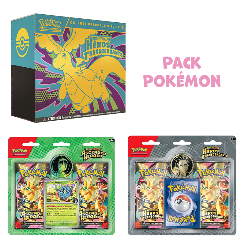 [ Précommande ] Pack Pokémon • ETB + 2 x Duopack ME2.5 Héros Transcendants