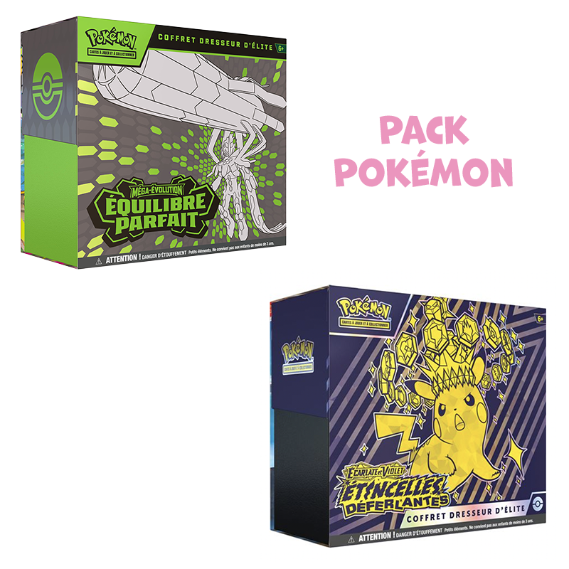 [Précommande] Pack Pokémon • ETB EV8 Étincelles Déferlantes (🚨défauts) + ETB ME3 Equilibre Parfait