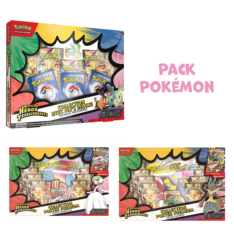 [Précommande] Pack Pokémon • Coffret Deluxe Pin Box + 2 x Coffrets Poster Premium ME2.5 Héros Transcendants