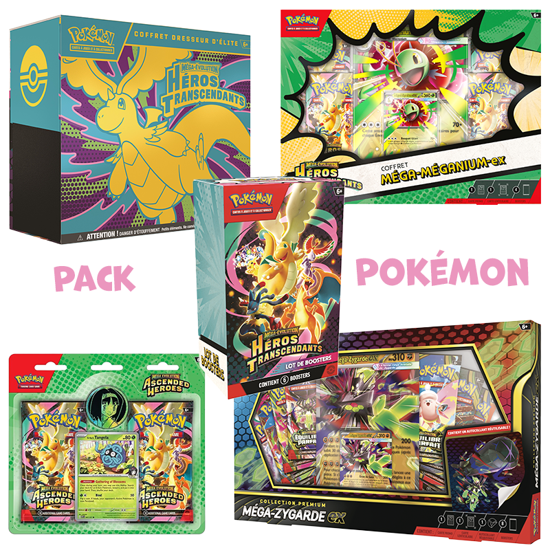 [Précommande] Pack des Héros Pokémon • ETB + Bundle + Coffret + Duopack ME2.5 +  Coffret Premium Méga-Zygarde-ex