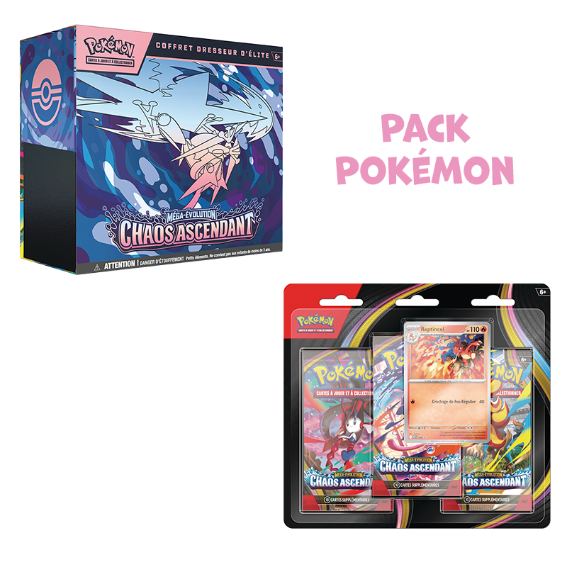 [ Précommande ] Pack Pokémon ME4 Chaos Ascendant• ETB + Tripack