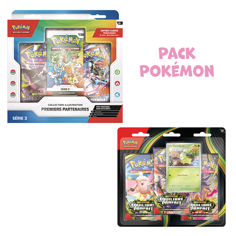 [Précommande] Pack Pokémon • Coffret Premiers Partenaires - Série 3 + Tripack ME3 Equilibre Parfait