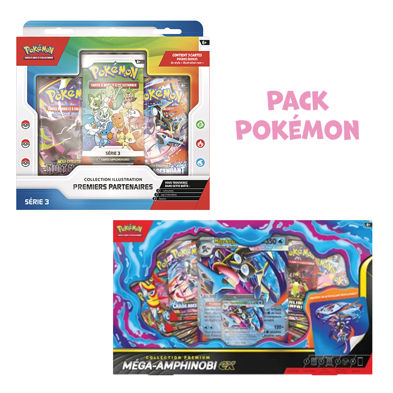 [Précommande] Pack Pokémon • Coffret Premiers Partenaires Série 3 + Coffret Méga-Amphinobi Ex