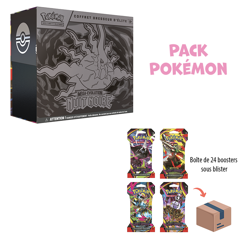 [Précommande] Pack Pokémon • ETB + Case 24 boosters ME5 Nuit Noire