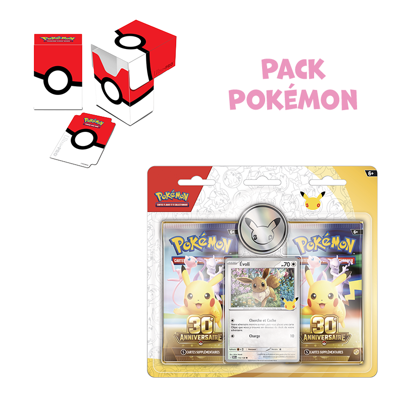 [Précommande] Pack Pokémon 30 ans • Duopack Evoli + Boîte deck Poké-Ball
