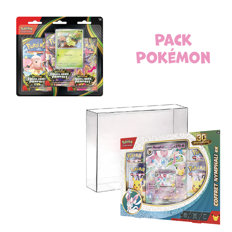 [Précommande] Pack Pokémon • Coffrets 30 ans Nymphali-Ex + Tripack ME3 + Protection semi-rigide