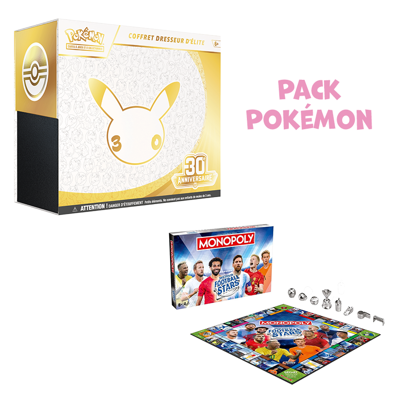 [Précommande] Pack Pokémon • ETB Pokémon 30 ans + Monopoly Football All Stars