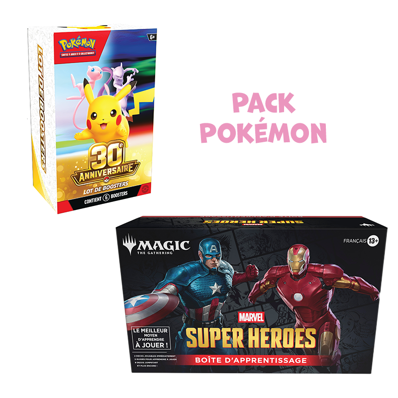 [Précommande] Pack Pokémon • Bundle 30e Anniversaire + Boîte d'apprentissage Magic Super Heroes Marvel