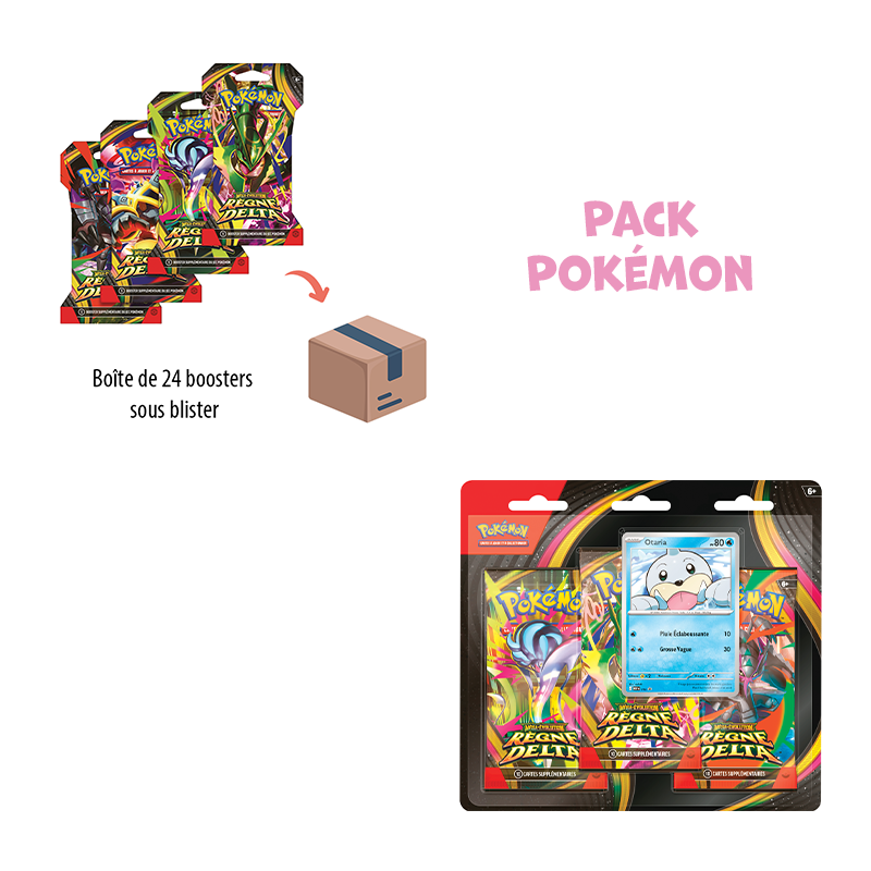 [Précommande] Pack Pokémon • Case de 24 boosters et Tripack ME6 Règne Delta