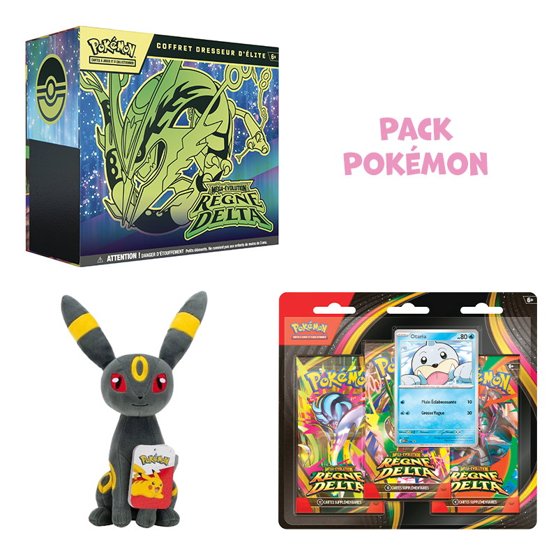 [Précommande] Pack Pokémon • ETB + Tripack ME6 Règne Delta + Peluche Noctali