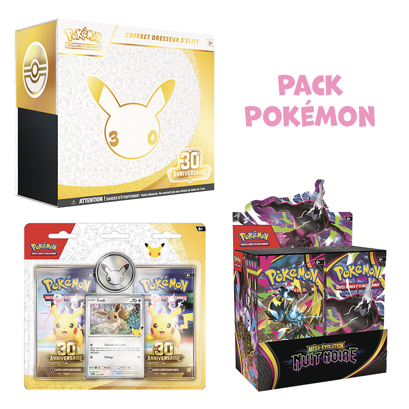 [Restock Préco] Pack Pokémon • ETB & Duopack 30 ans + Display ME5 Nuit Noire