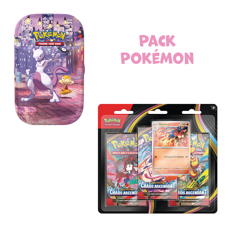 [Restock Préco] Pack Pokémon • Mini-tin 30 ans aléatoire + Tripack ME4 Chaos Ascendant